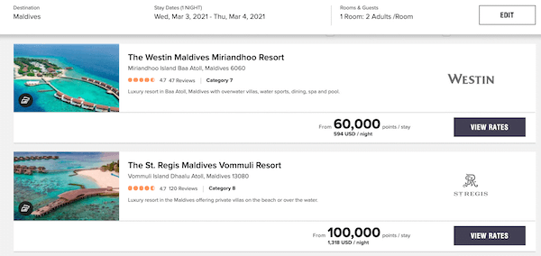 marriott rewards redemption rates aruba