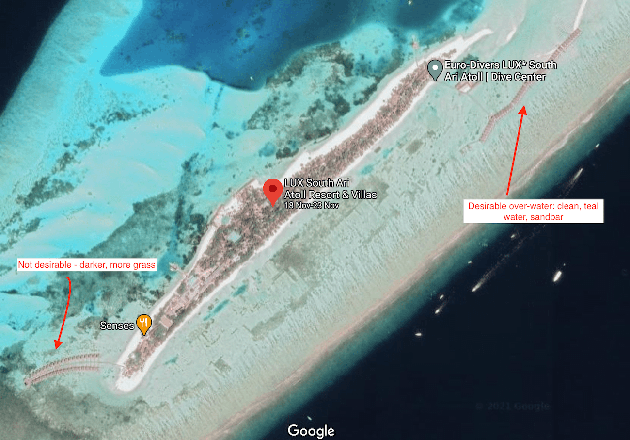 screenshot of desirable v undesirable rooms maldives