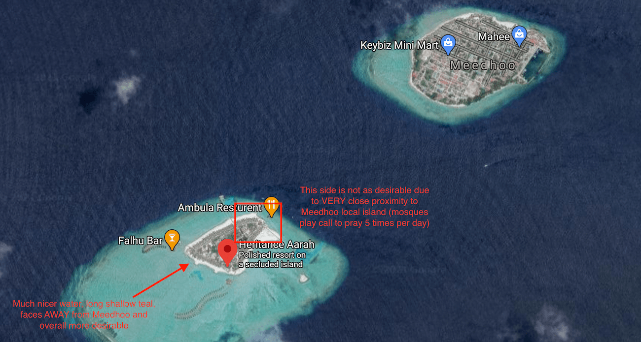 screenshot of desirable v undesirable rooms maldives