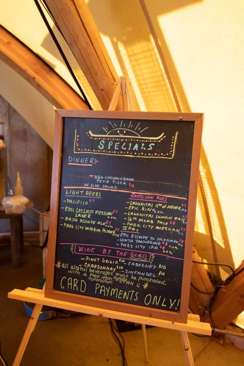 menu under canvas zion